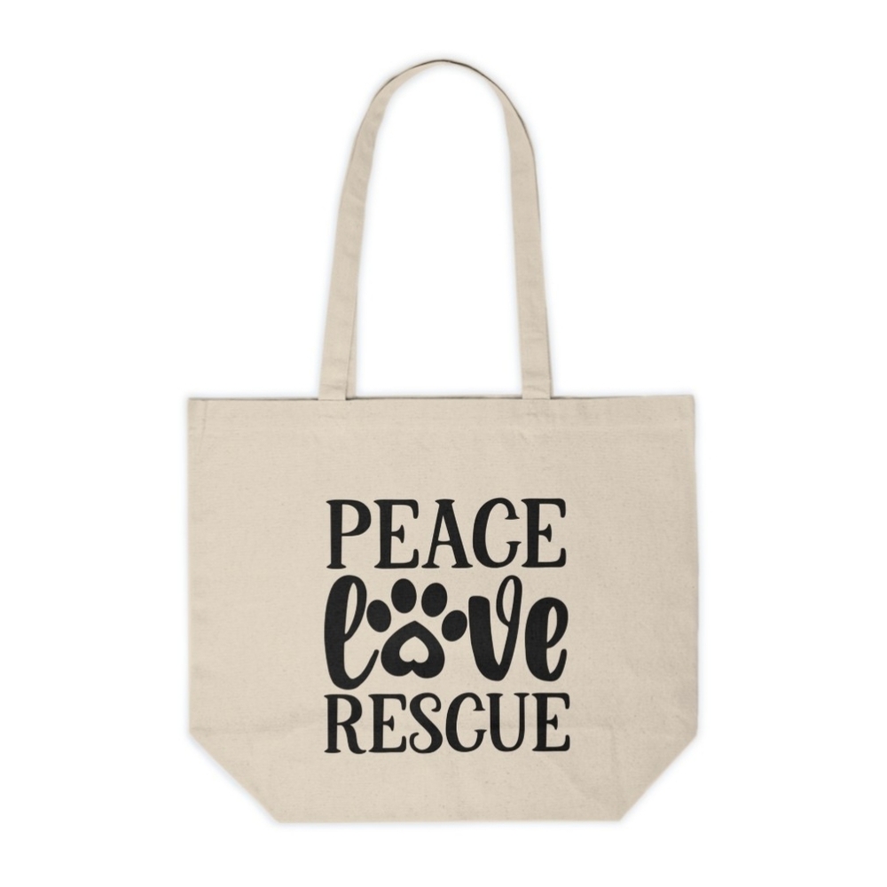 Peace, Love, Rescue Custom Canvas Tote Bag